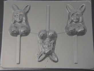 176x Bunny Women Chocolate or Hard Candy Lollipop Mold
